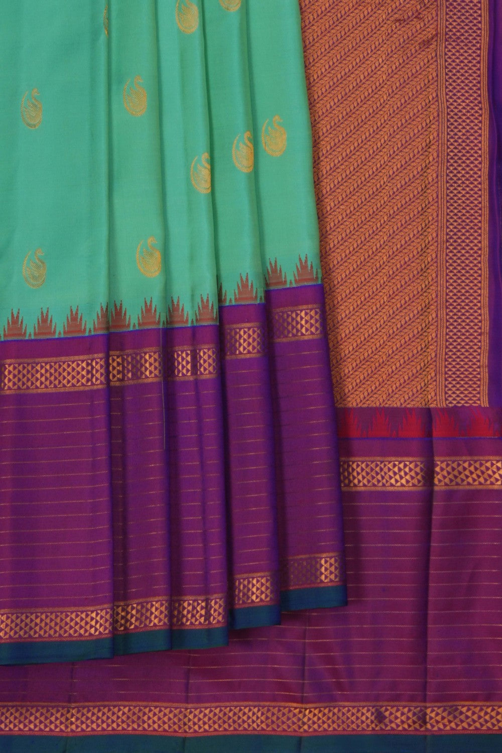 Image of Gadwal Silk Sea Green Saree