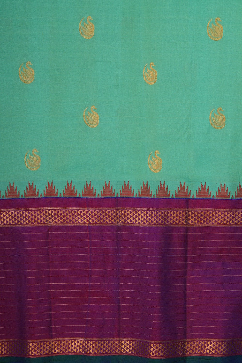 Image of Gadwal Silk Sea Green Saree