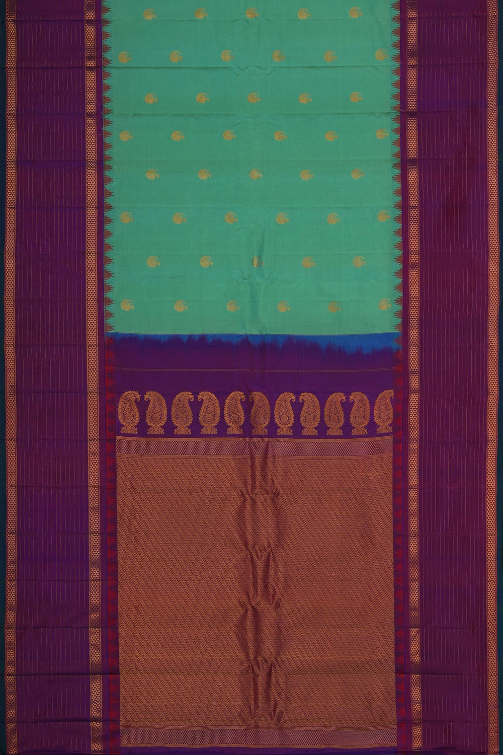 Image of Gadwal Silk Sea Green Saree