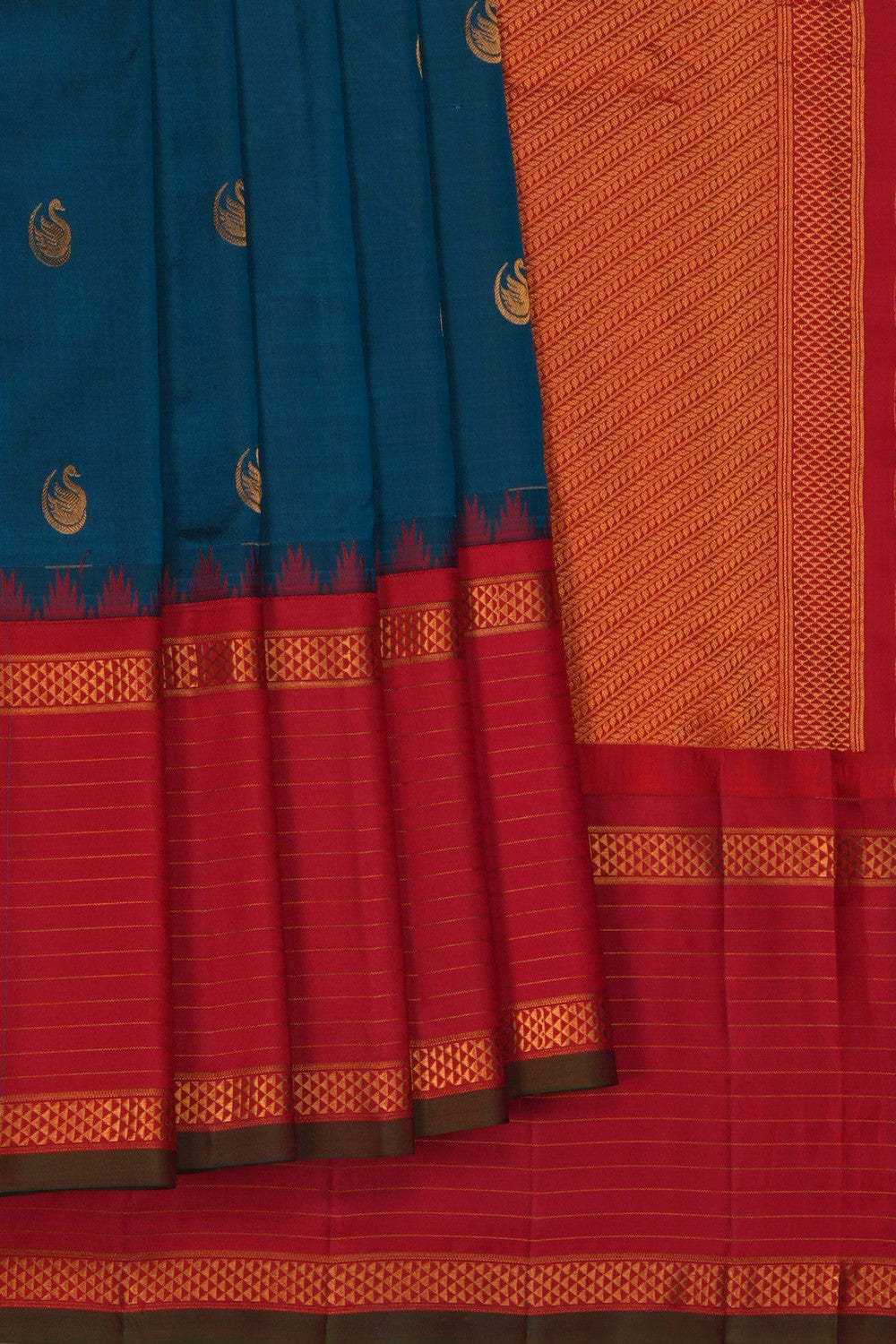 Image of Gadwal Silk Blue Saree