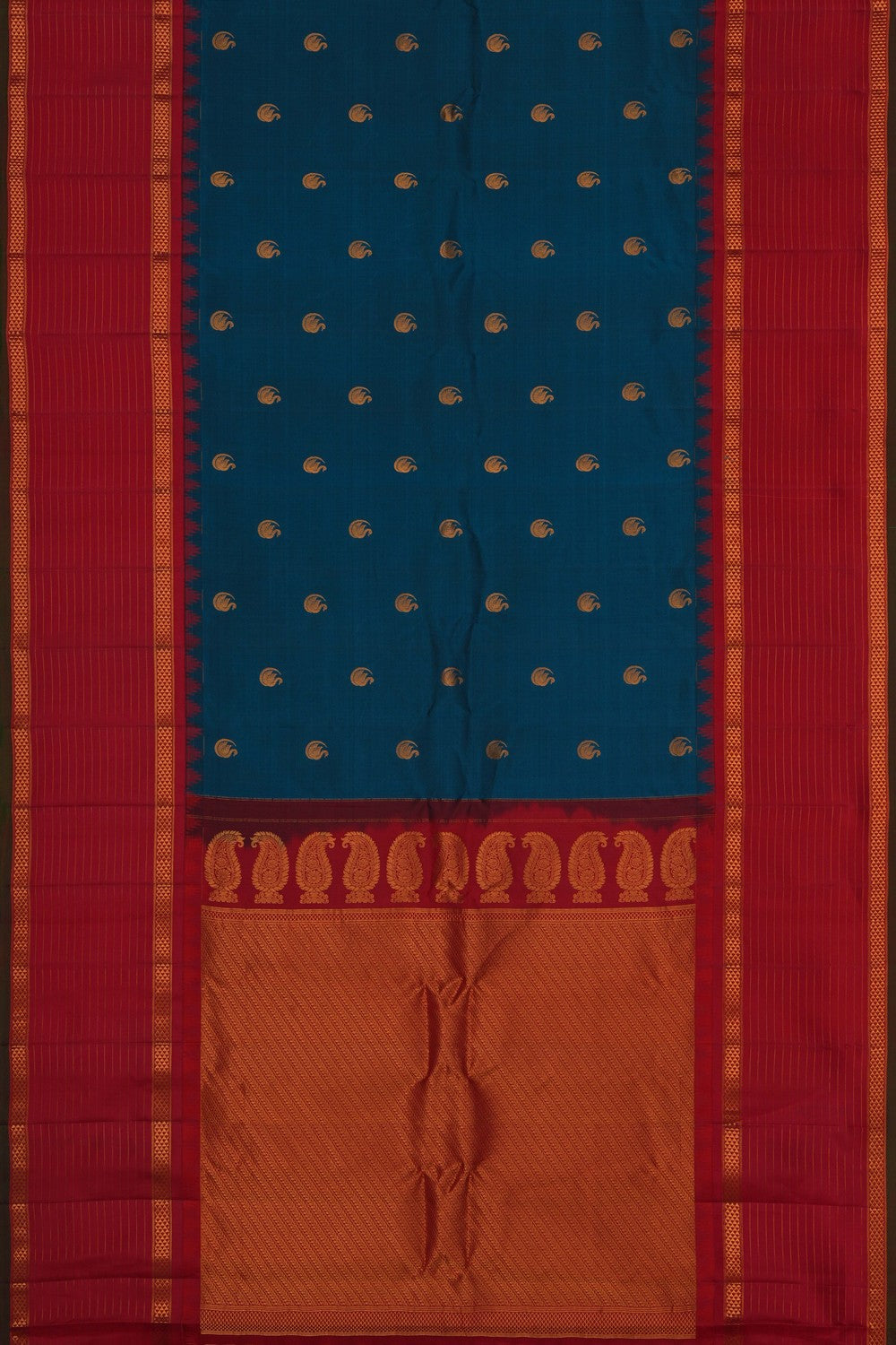 Image of Gadwal Silk Blue Saree