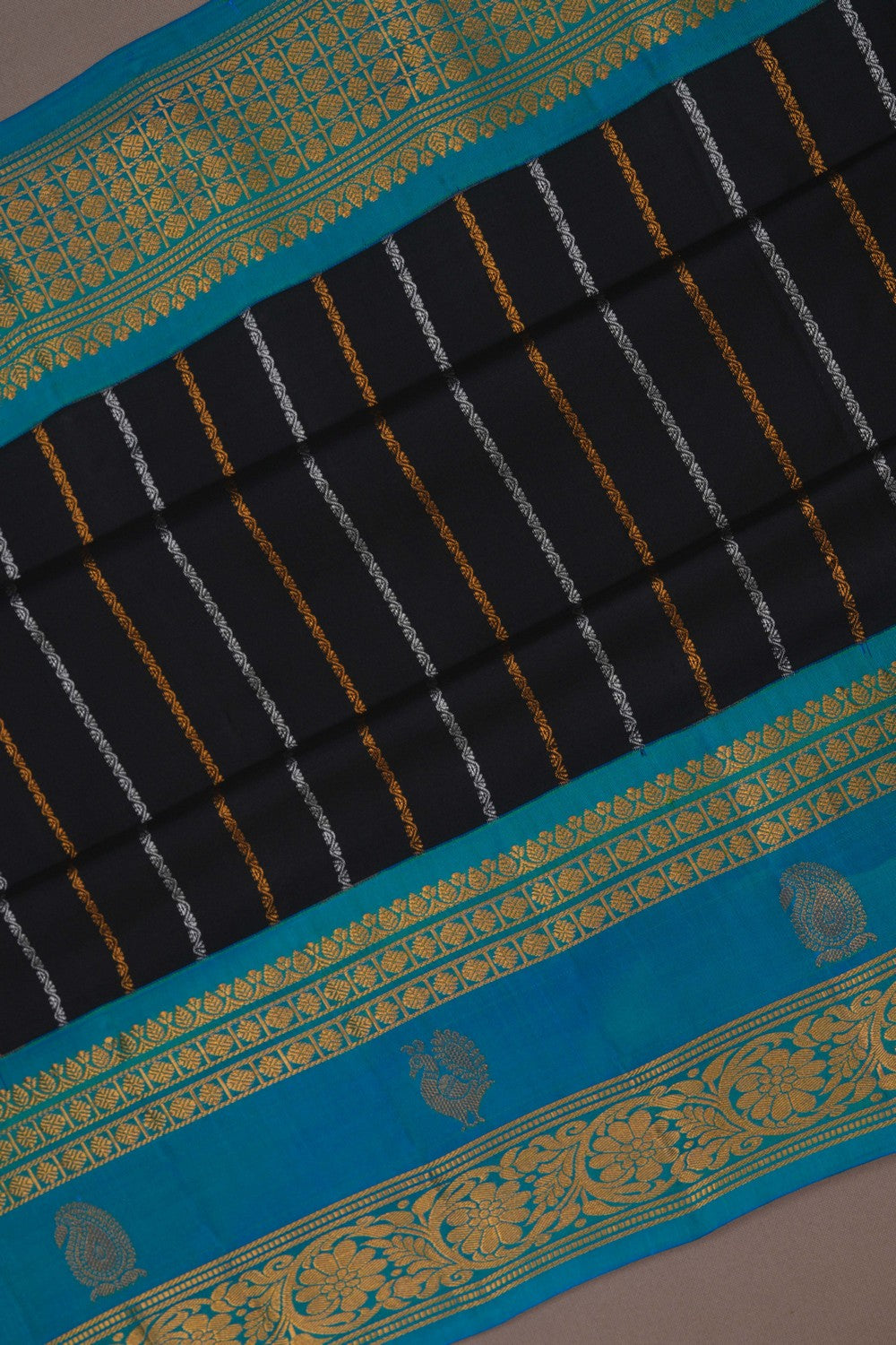 Image of Gadwal Silk Luxurious Black Saree