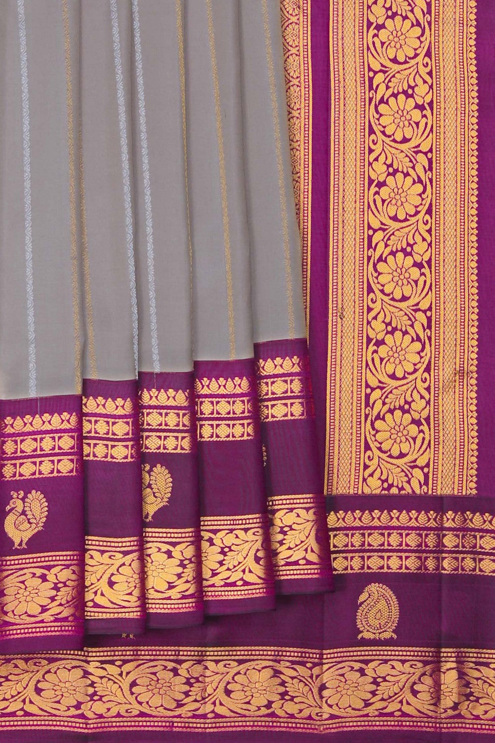 Image of Gadwal Silk Luxurious Grey Saree