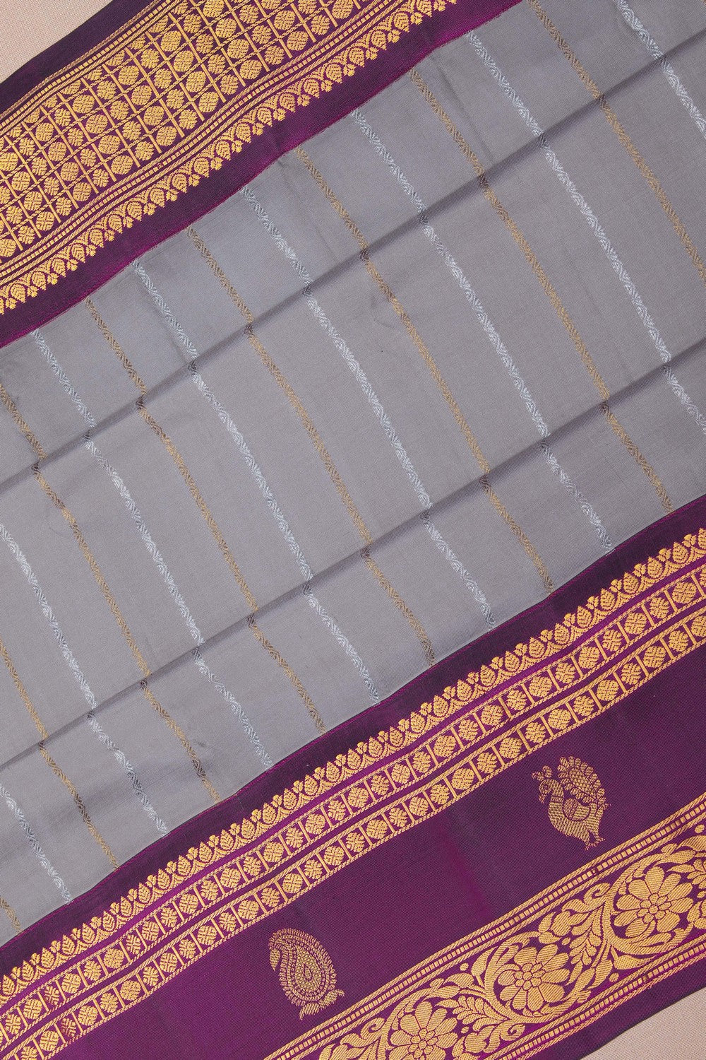 Image of Gadwal Silk Luxurious Grey Saree