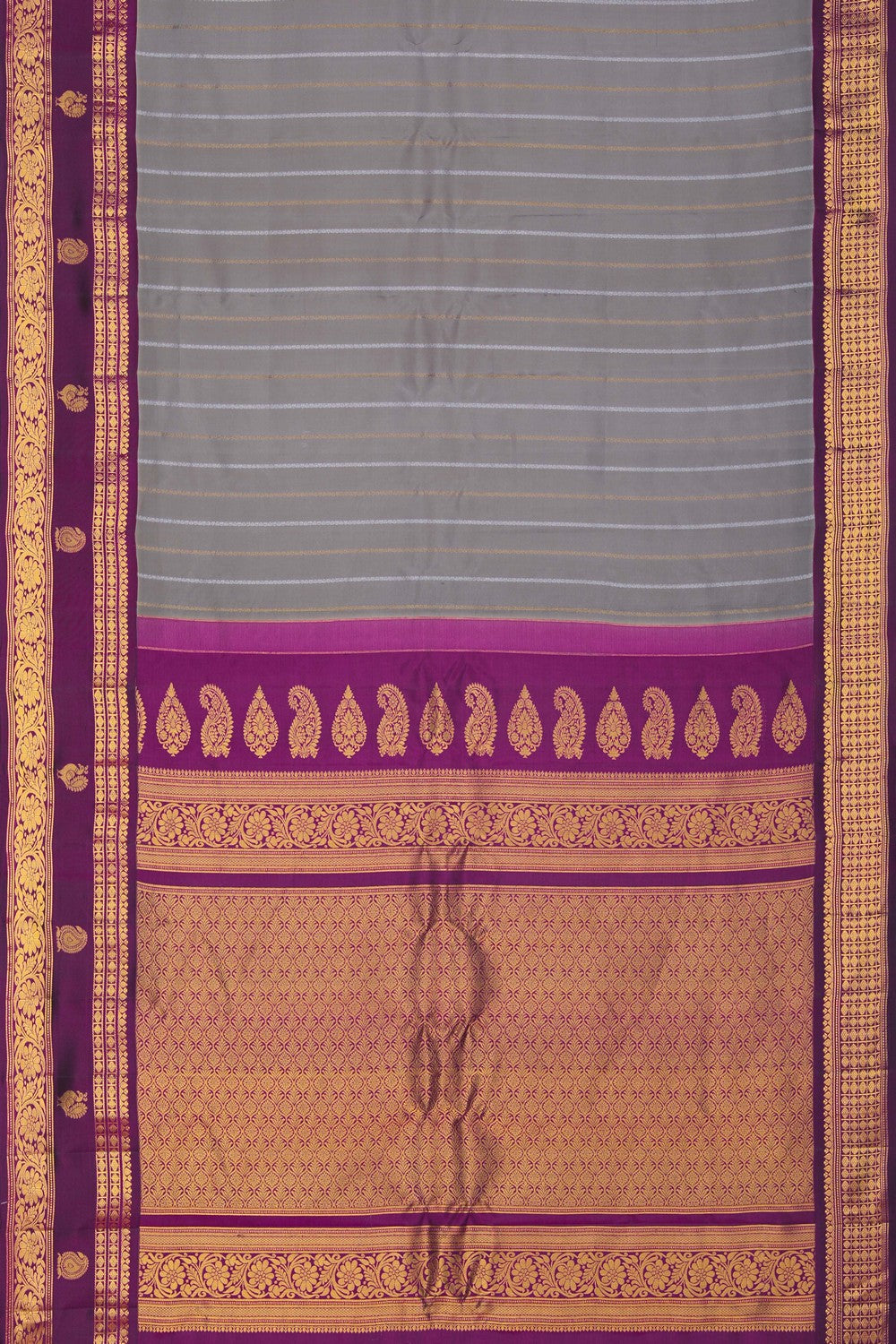 Image of Gadwal Silk Luxurious Grey Saree