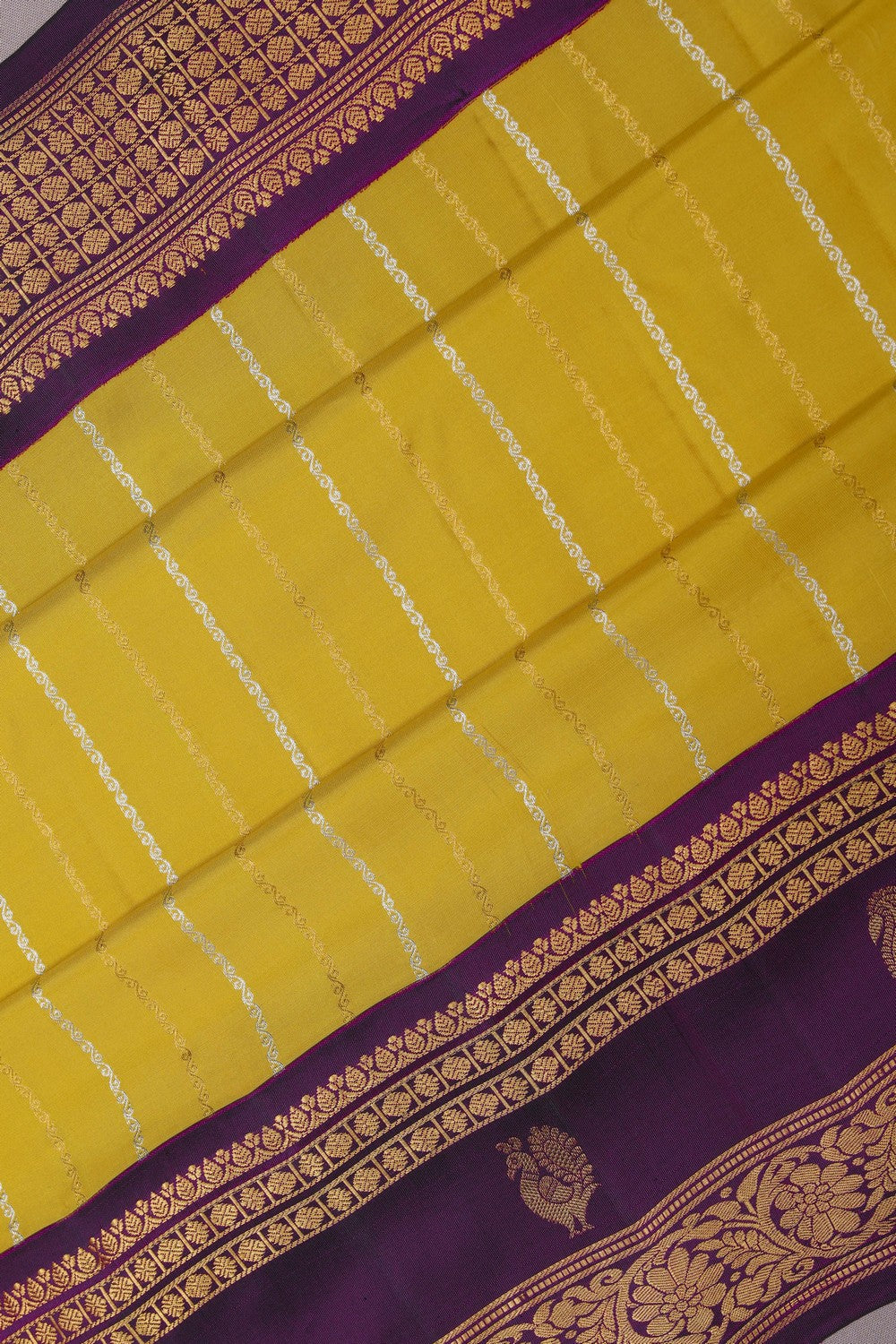Image of Gadwal Silk Luxurious Yellow Saree