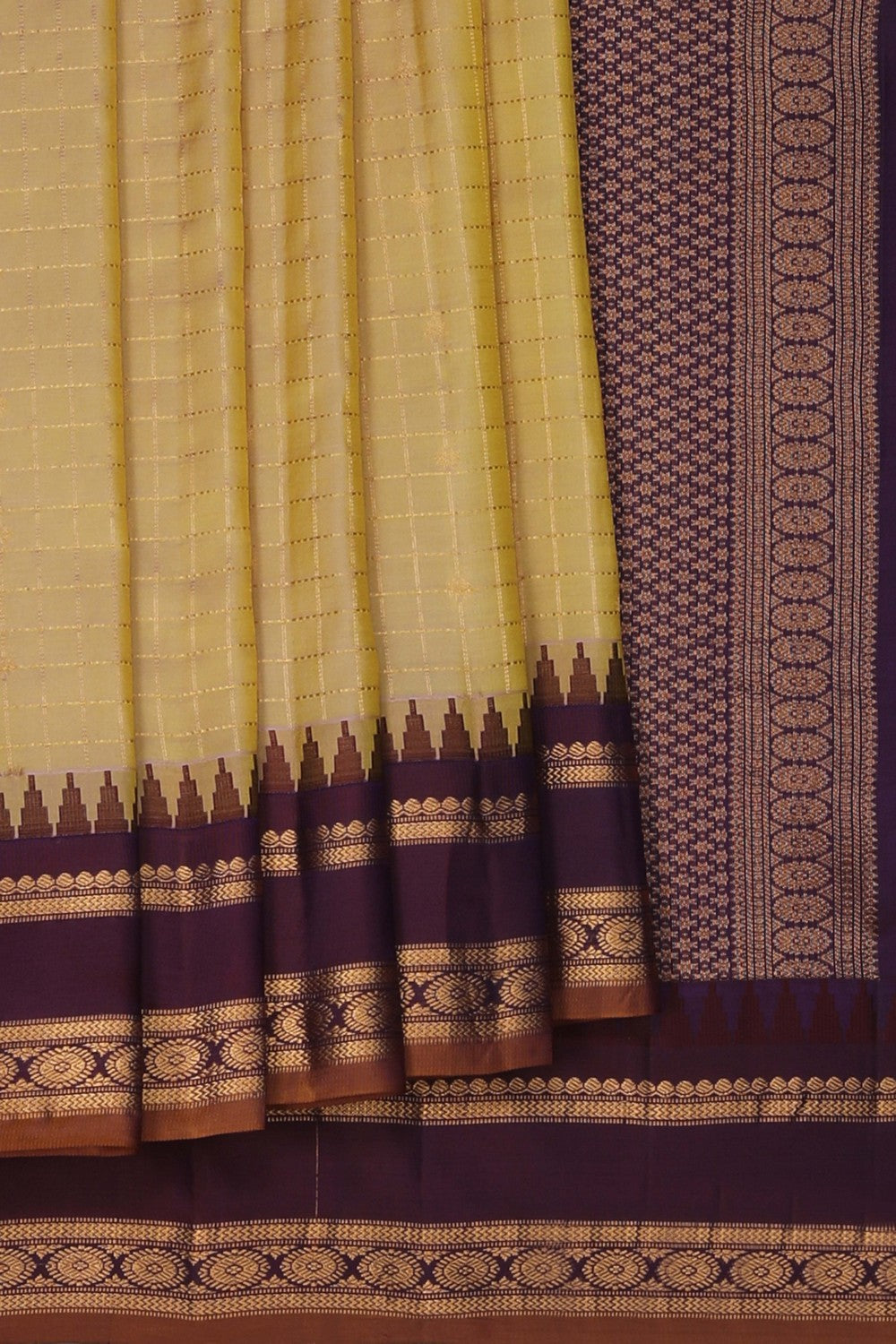 Image of Gadwal Silk Shimmering Beige Saree