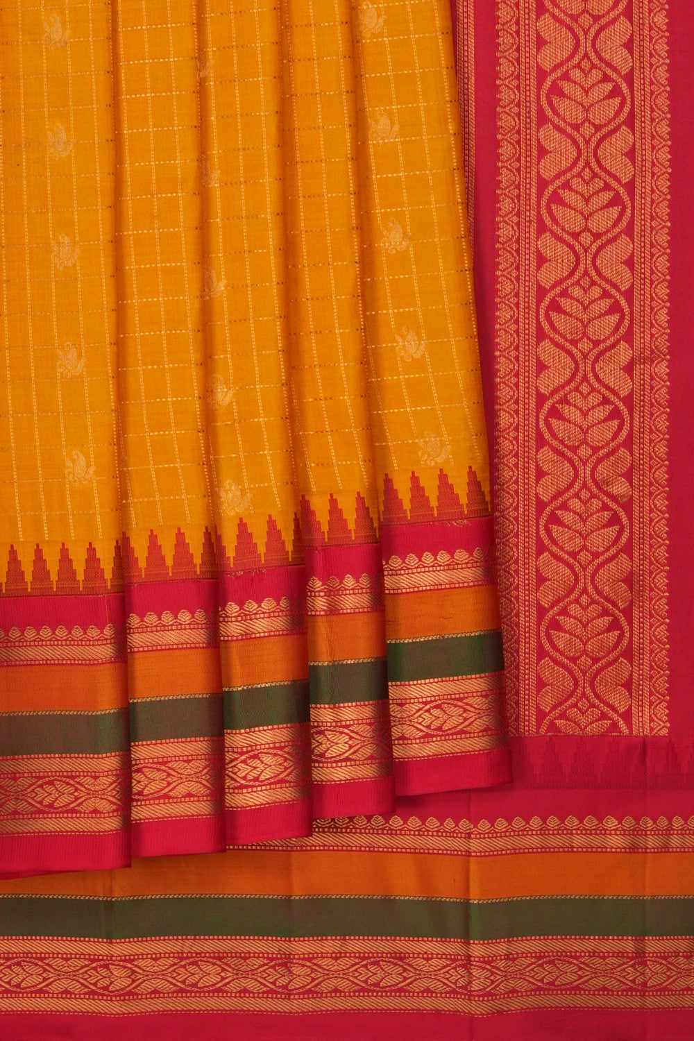 Image of Gadwal Silk Mustard Saree