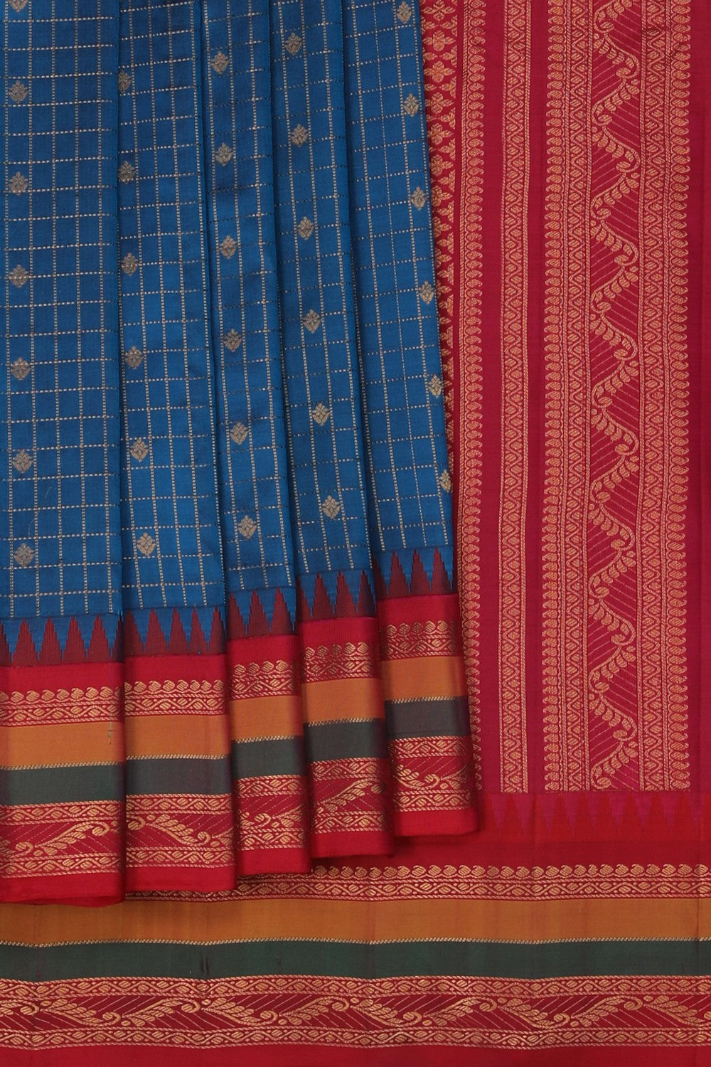 Image of Gadwal Silk Blue Saree
