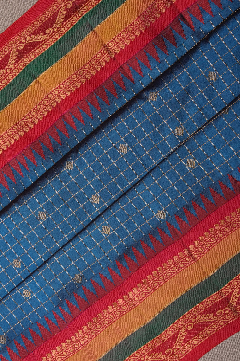 Image of Gadwal Silk Blue Saree