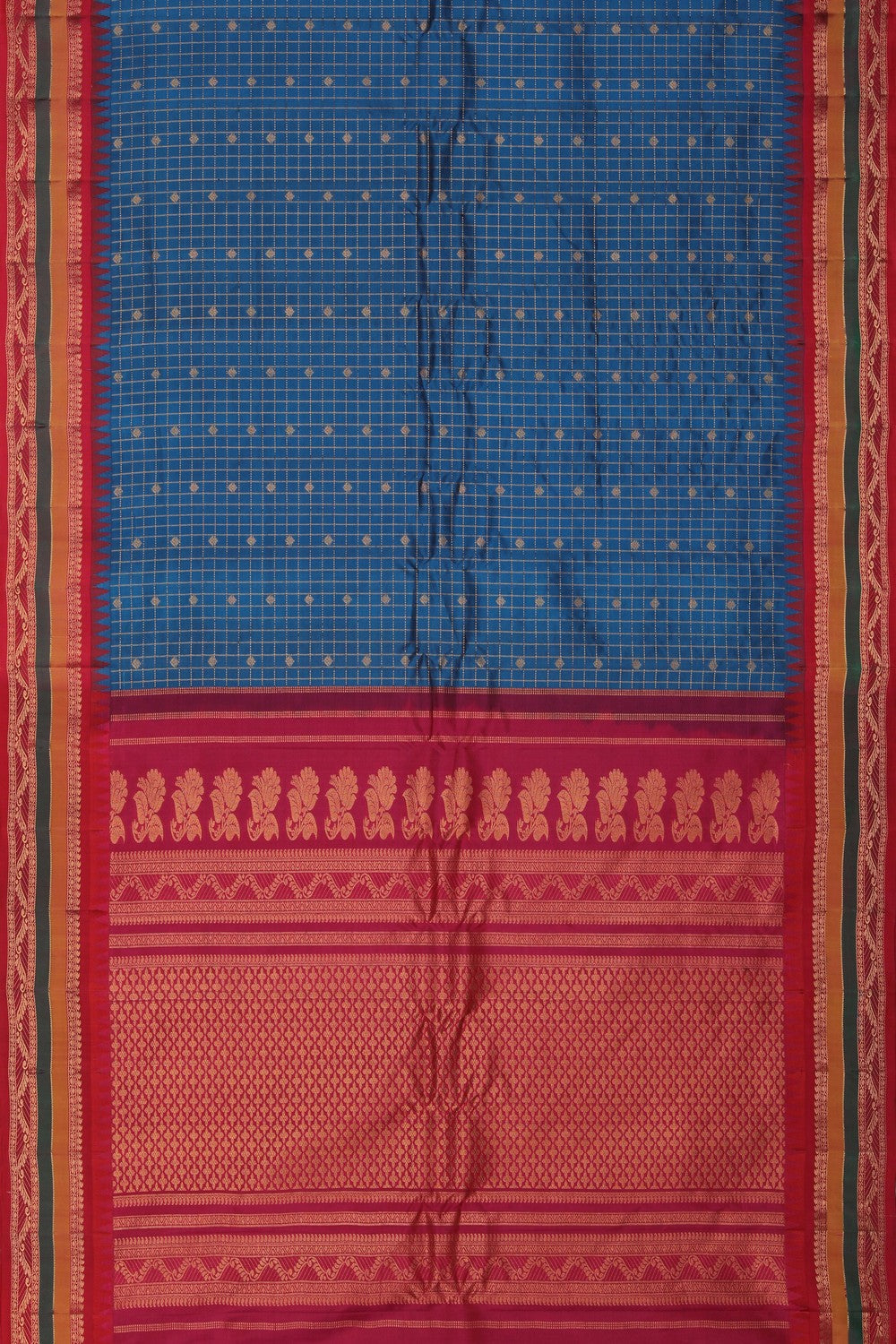Image of Gadwal Silk Blue Saree