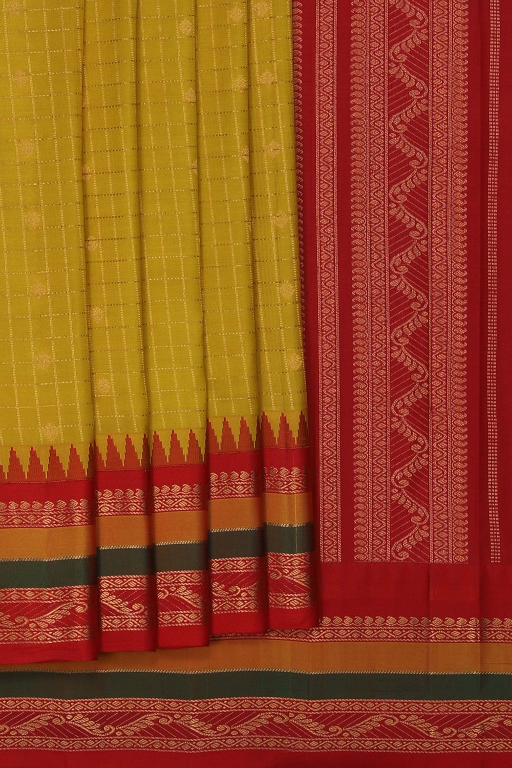 Image of Gadwal Silk Spring-Green Saree