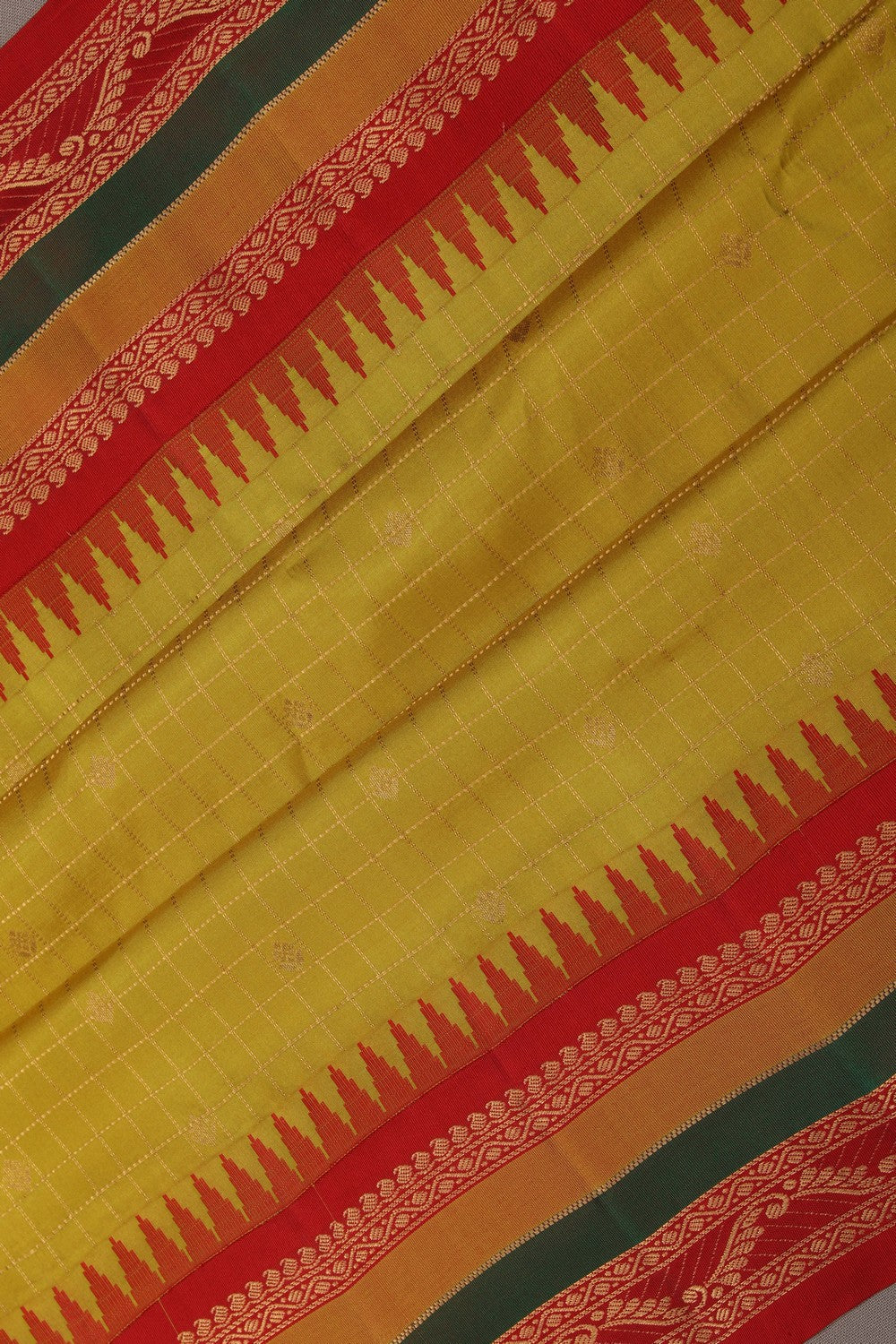 Image of Gadwal Silk Spring-Green Saree
