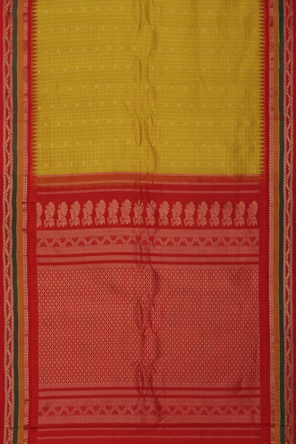 Image of Gadwal Silk Spring-Green Saree