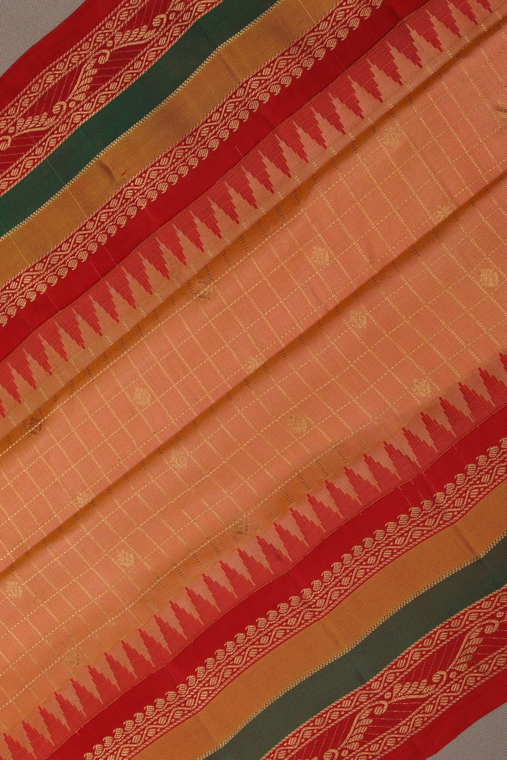 Image of Gadwal Silk Peach Saree