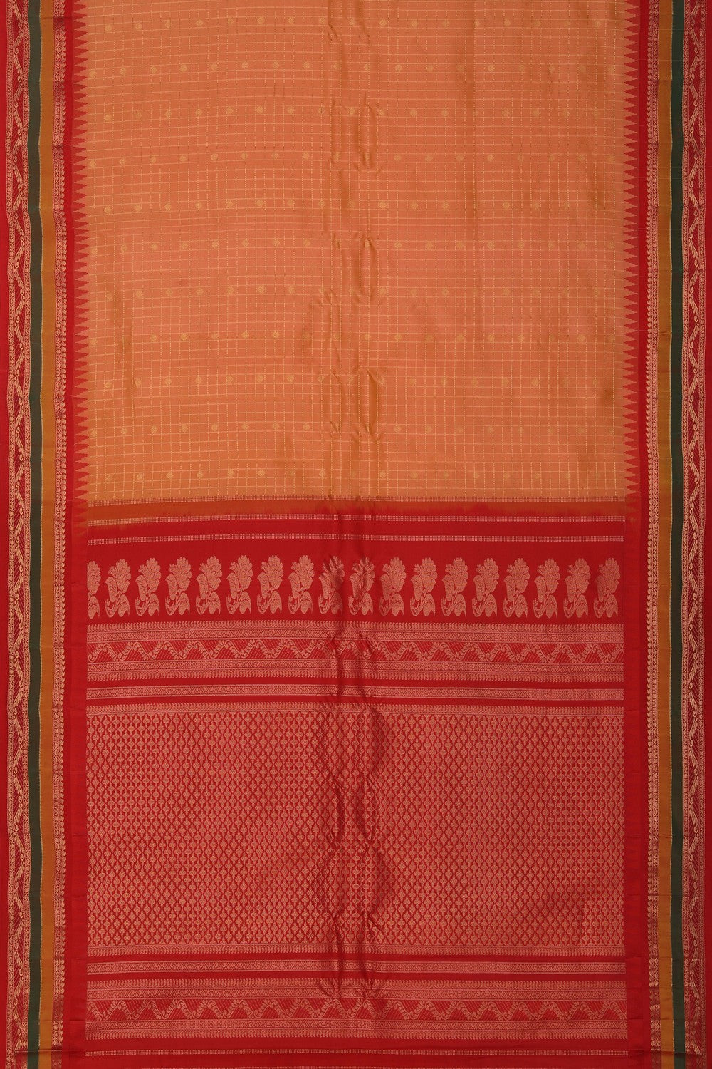 Image of Gadwal Silk Peach Saree
