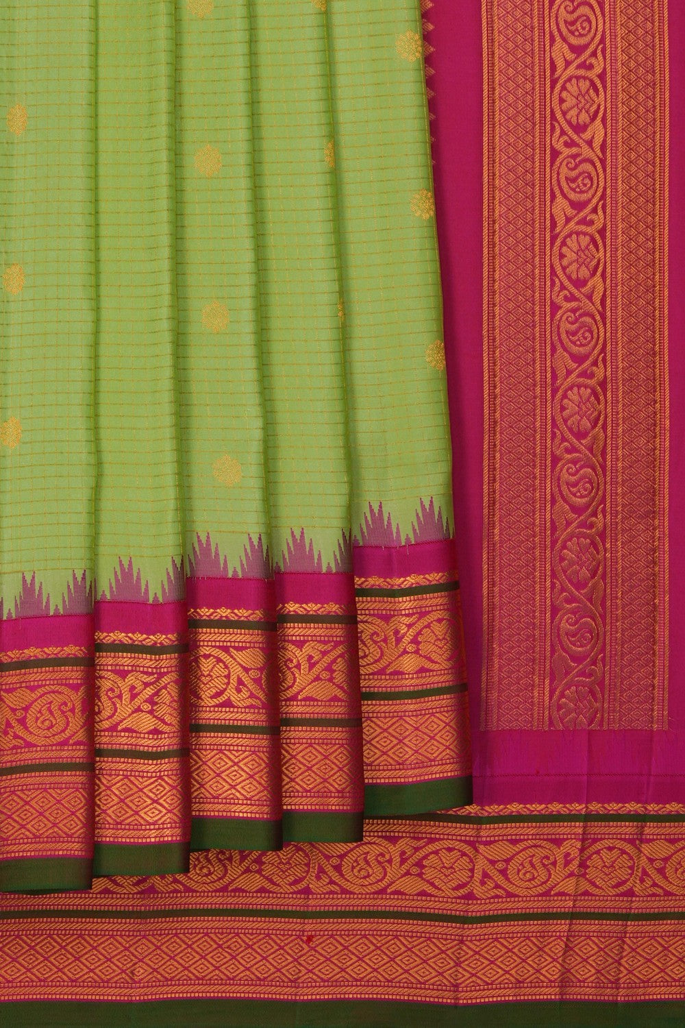 Image of Gadwal Silk Mint-Green Saree