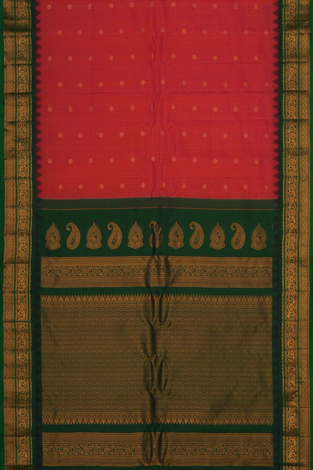 Image of Gadwal Silk Kattam Pink Saree
