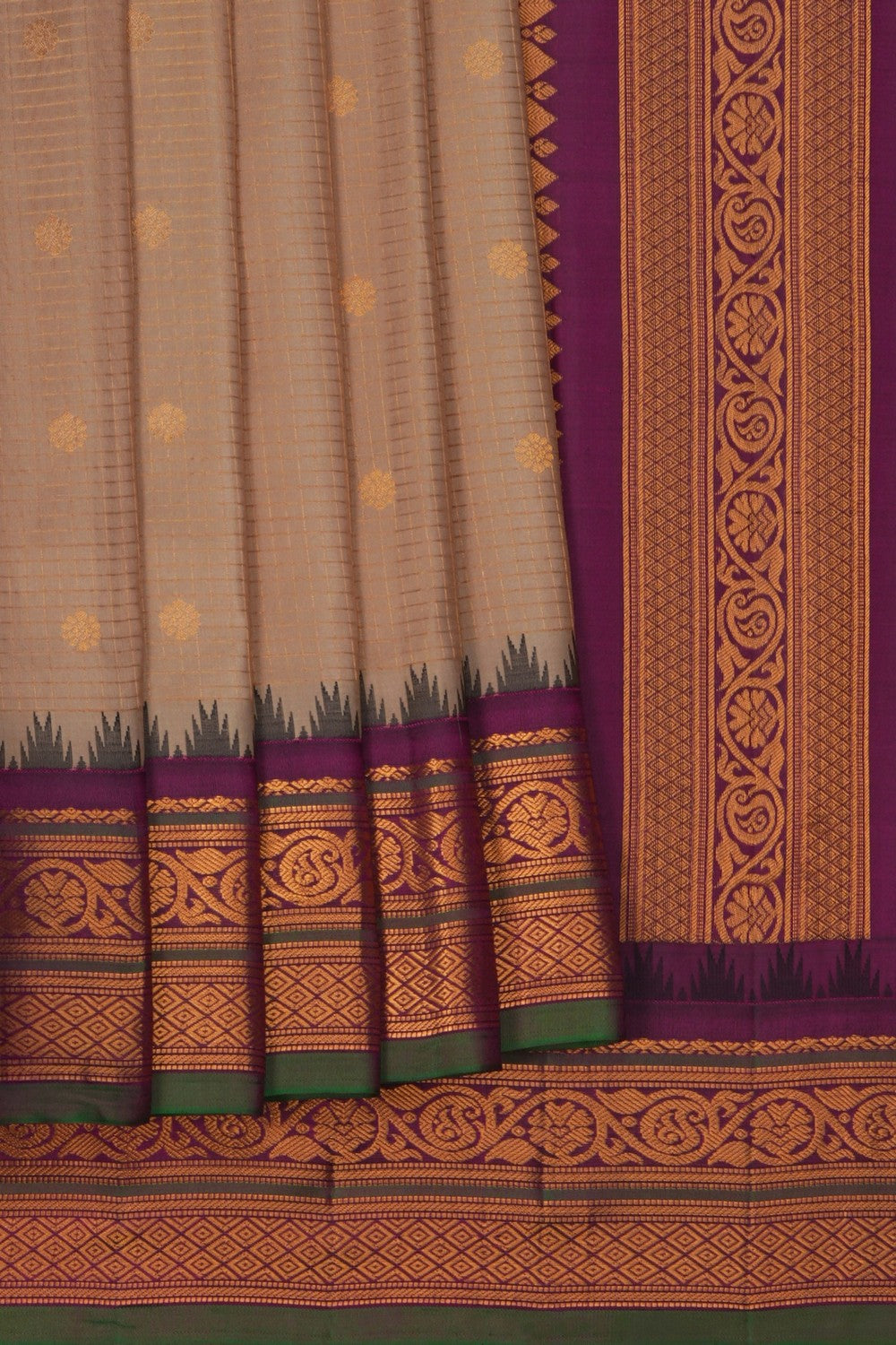 Image of Gadwal Silk Beige Saree