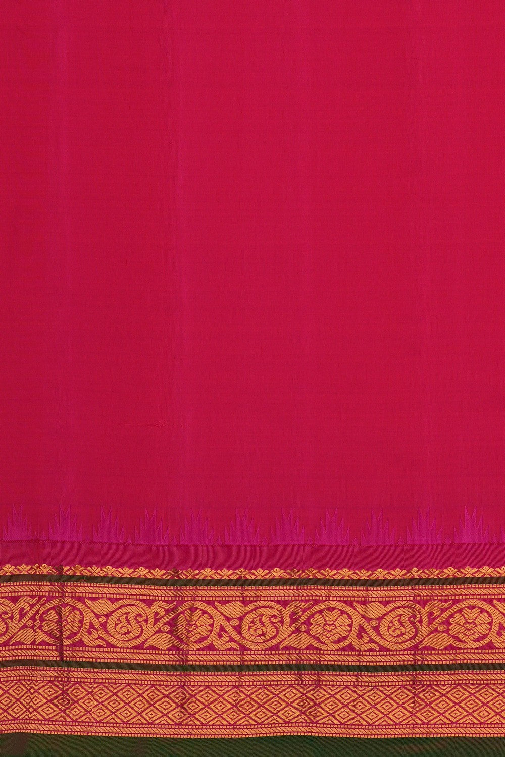 Image of Gadwal Silk Kattam Green Saree