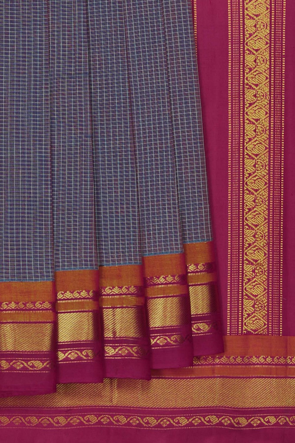 Image of Gadwal Cotton Grey Saree