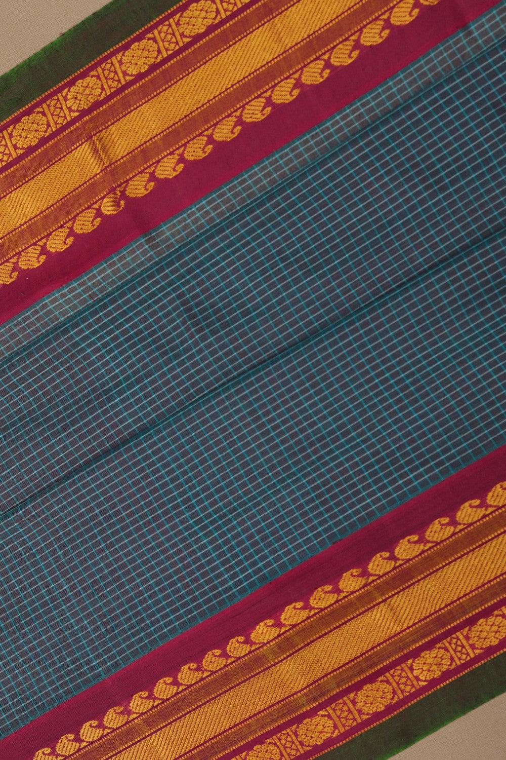 Image of Gadwal Cotton Blue Saree