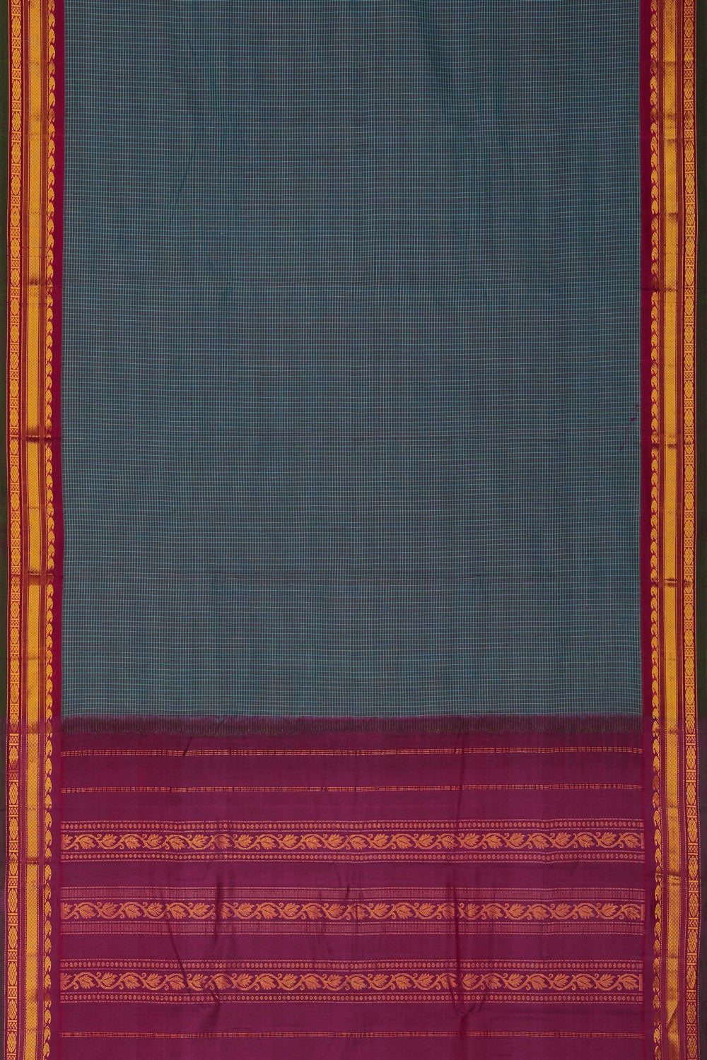 Image of Gadwal Cotton Blue Saree