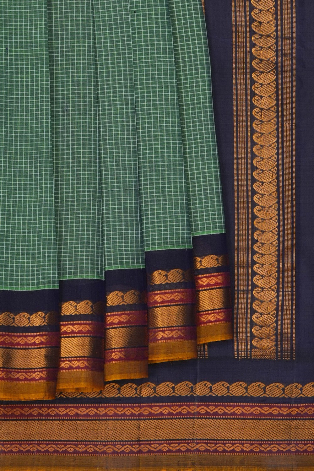 Image of Gadwal Cotton Green Saree