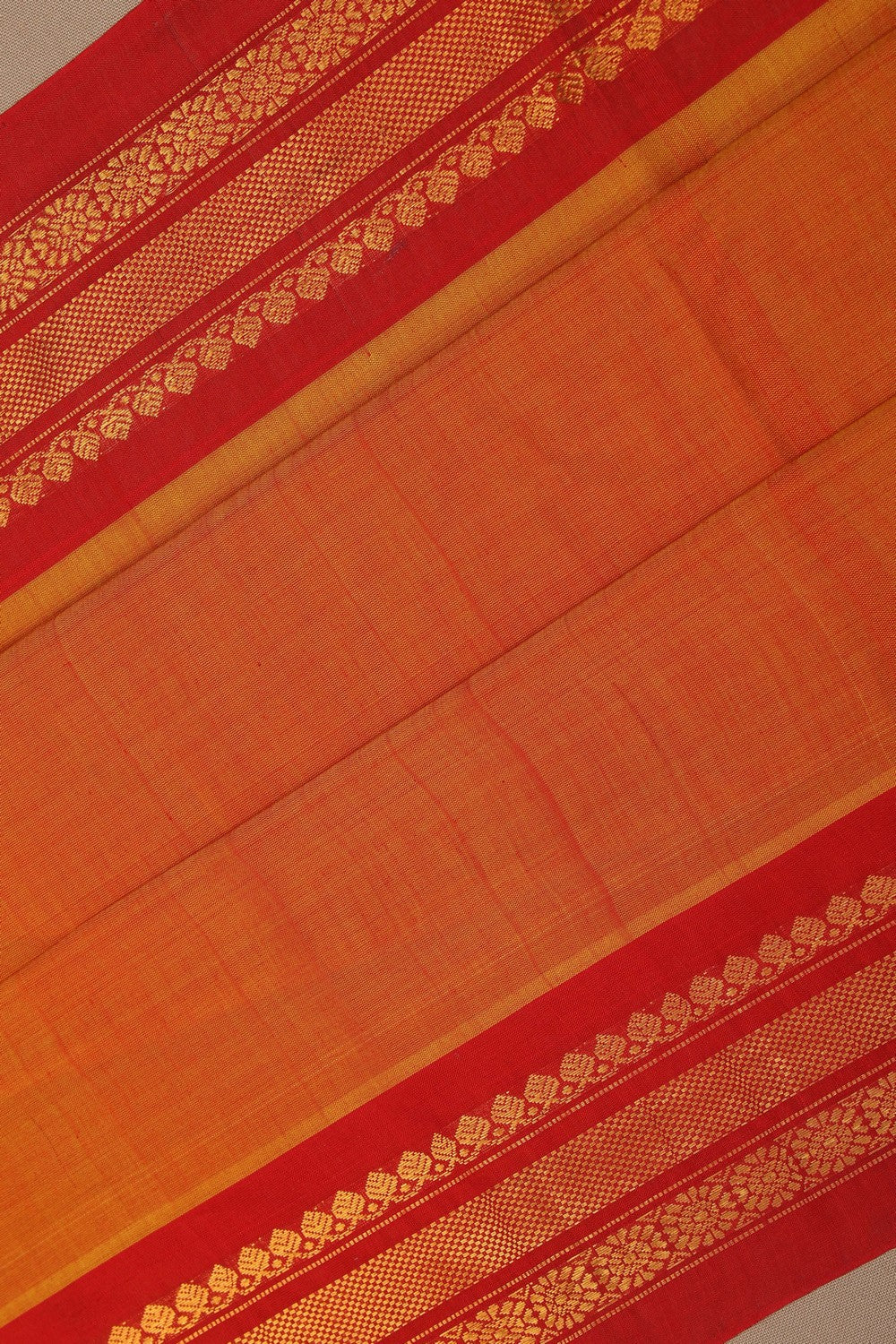Image of Gadwal Cotton Orange Saree