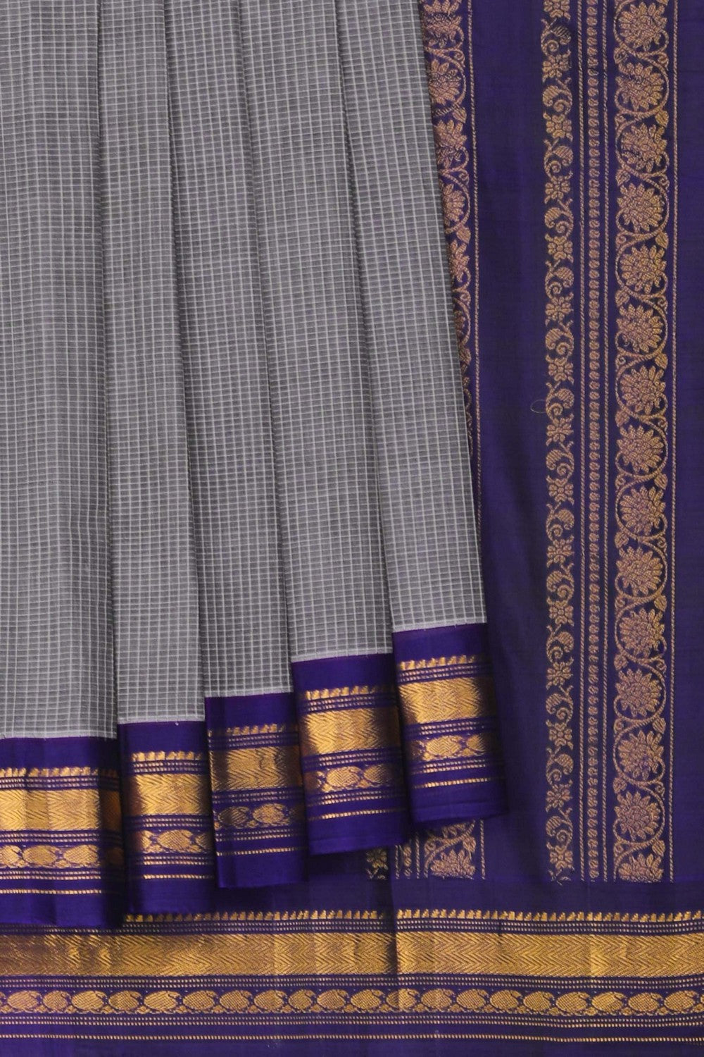 Image of Gadwal Cotton Grey Saree