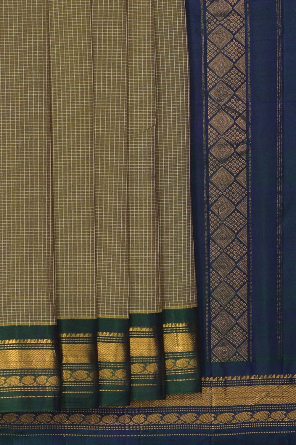 Image of Gadwal Cotton Green Saree