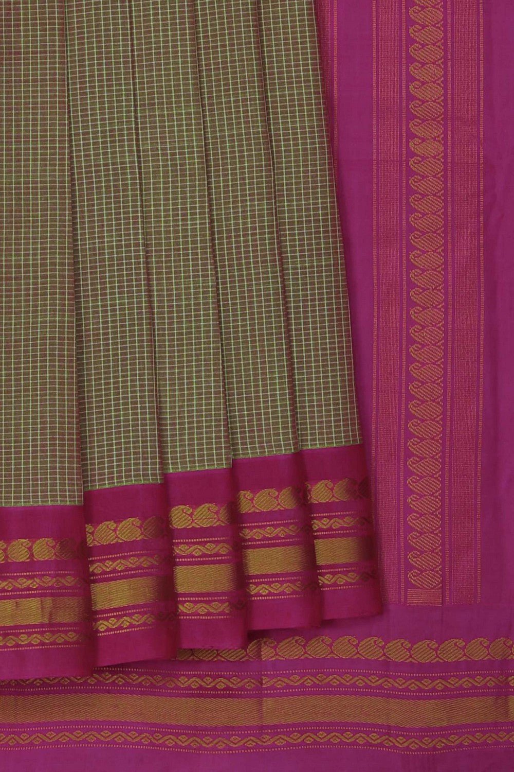 Image of Gadwal Cotton Green Saree