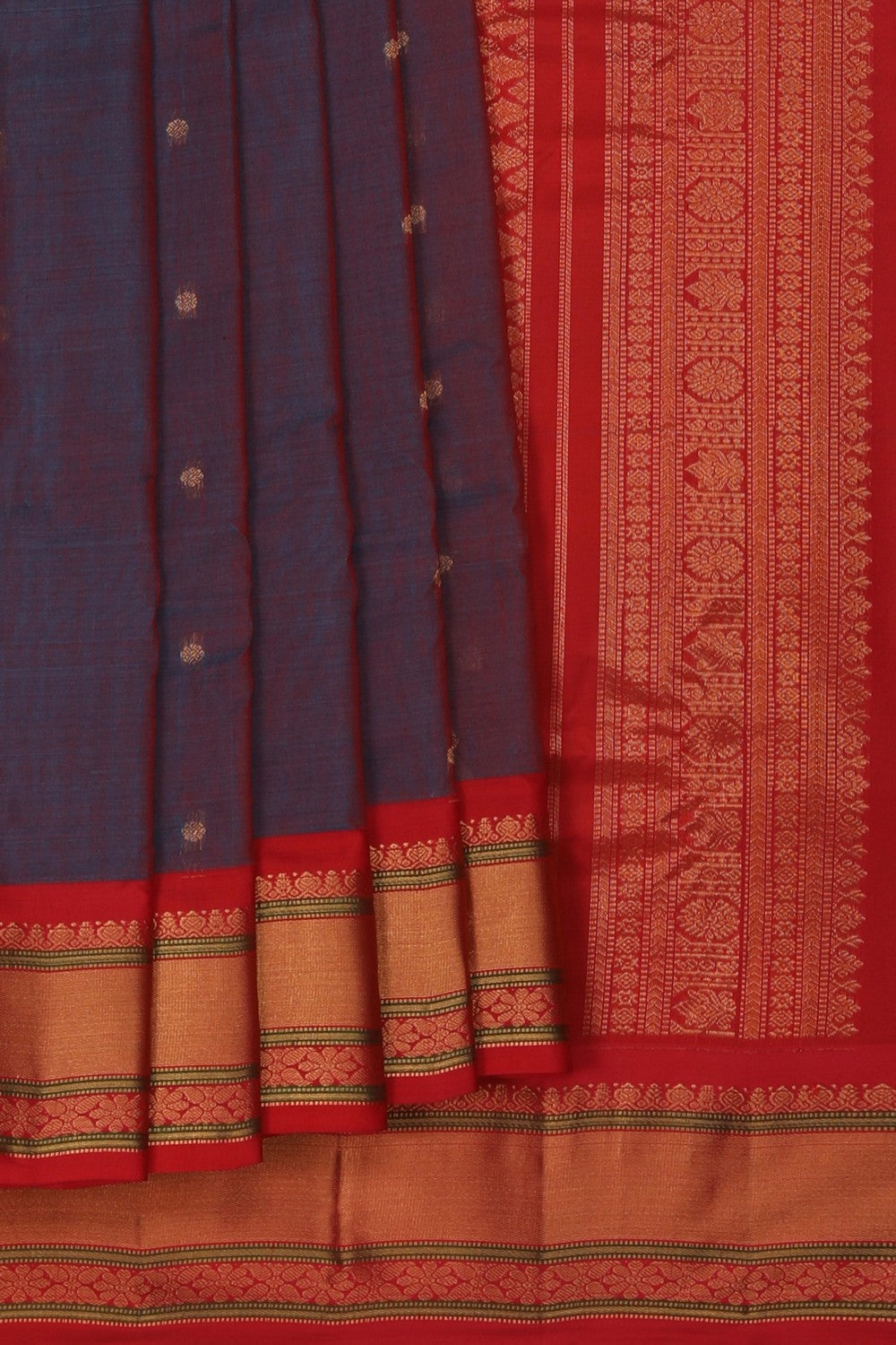 Image of Gadwal Silk Cotton Purple Saree
