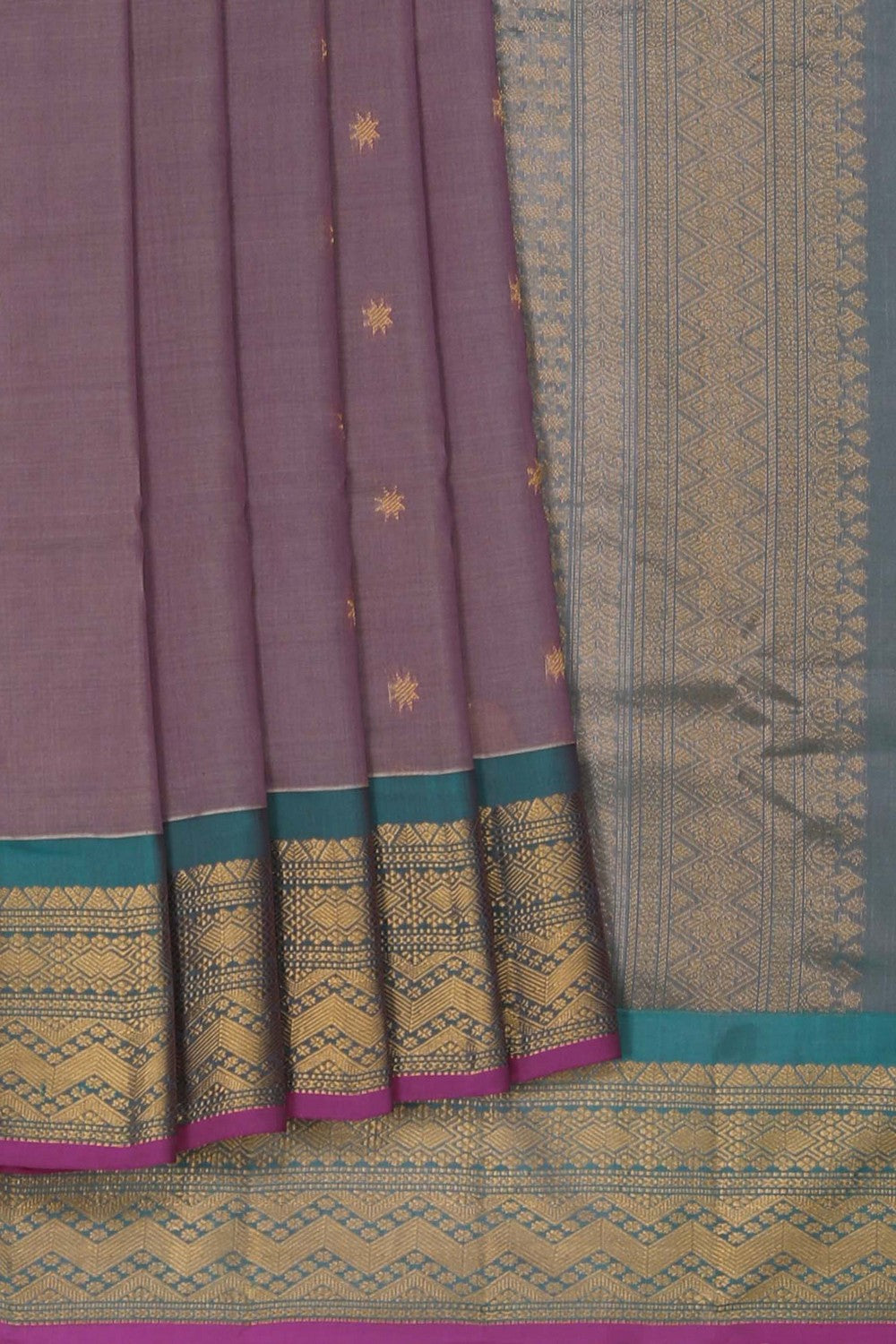 Image of Gadwal Silk Cotton Mauve Saree