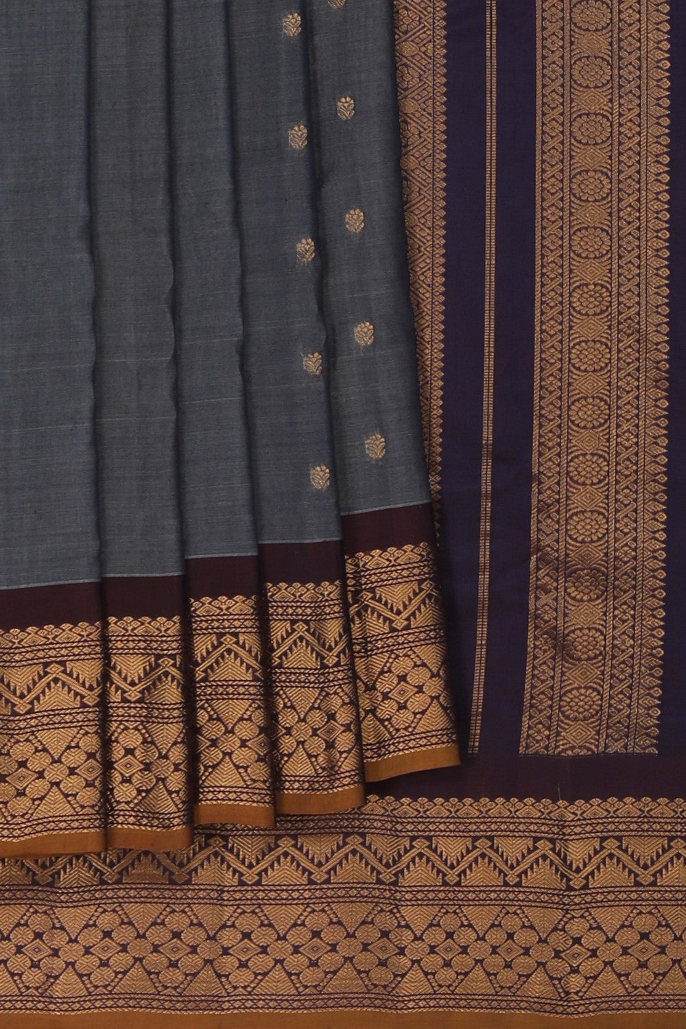 Image of Gadwal Silk Cotton Grey Saree