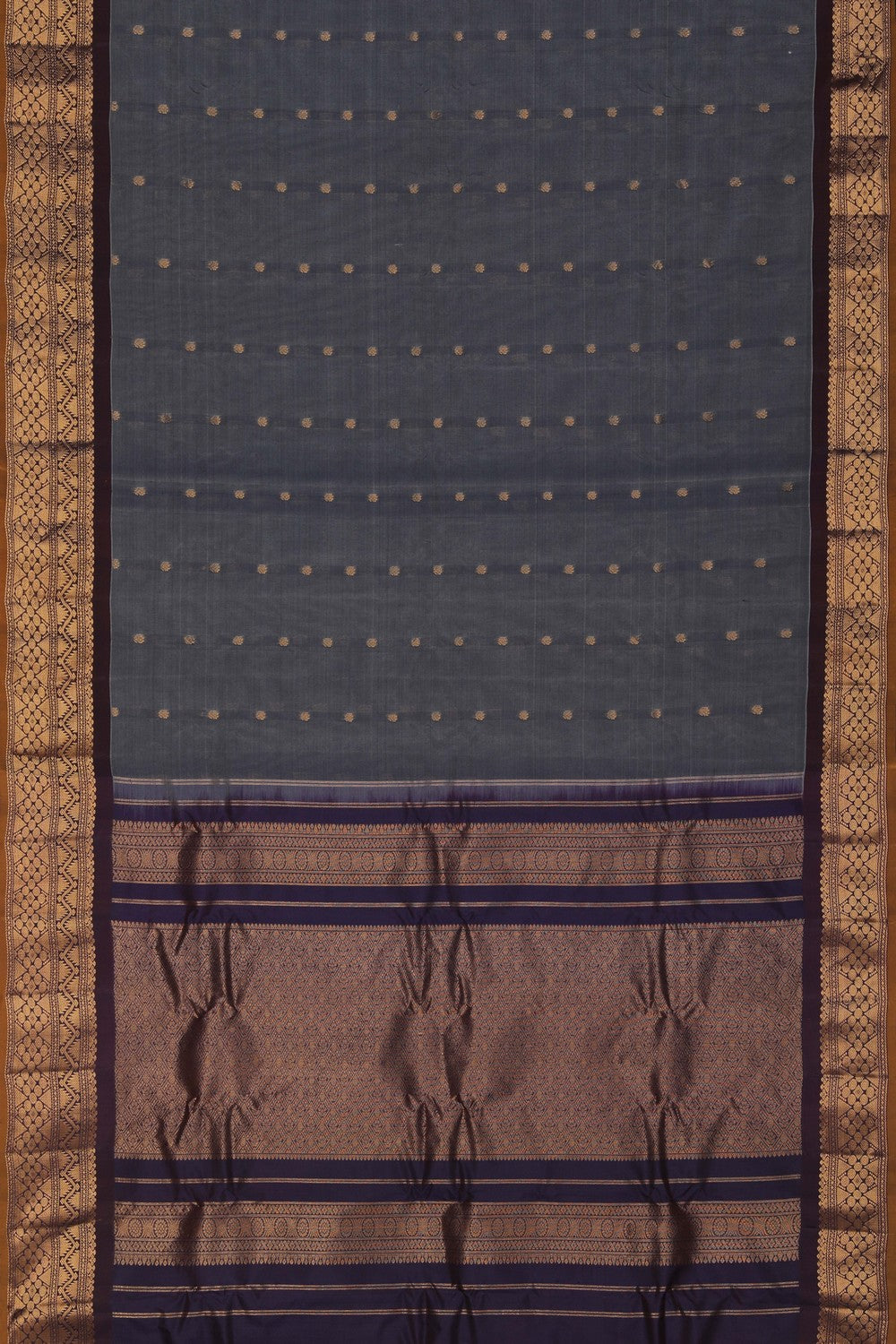 Image of Gadwal Silk Cotton Grey Saree
