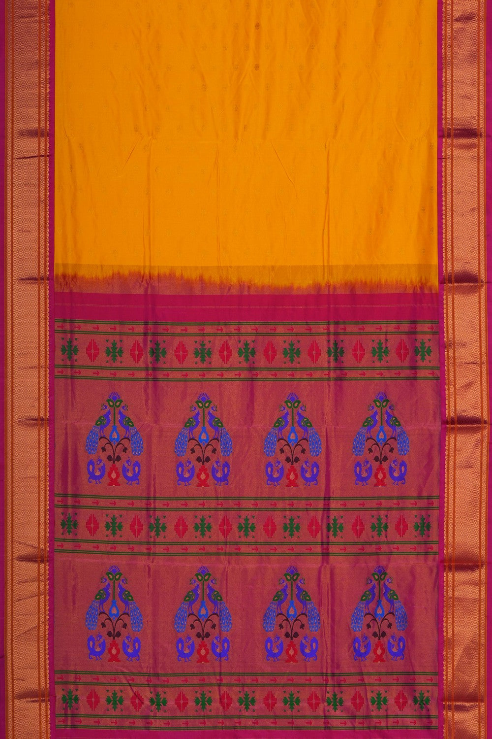 Image of This Paithani-Inspired Gadwal Yellow Saree