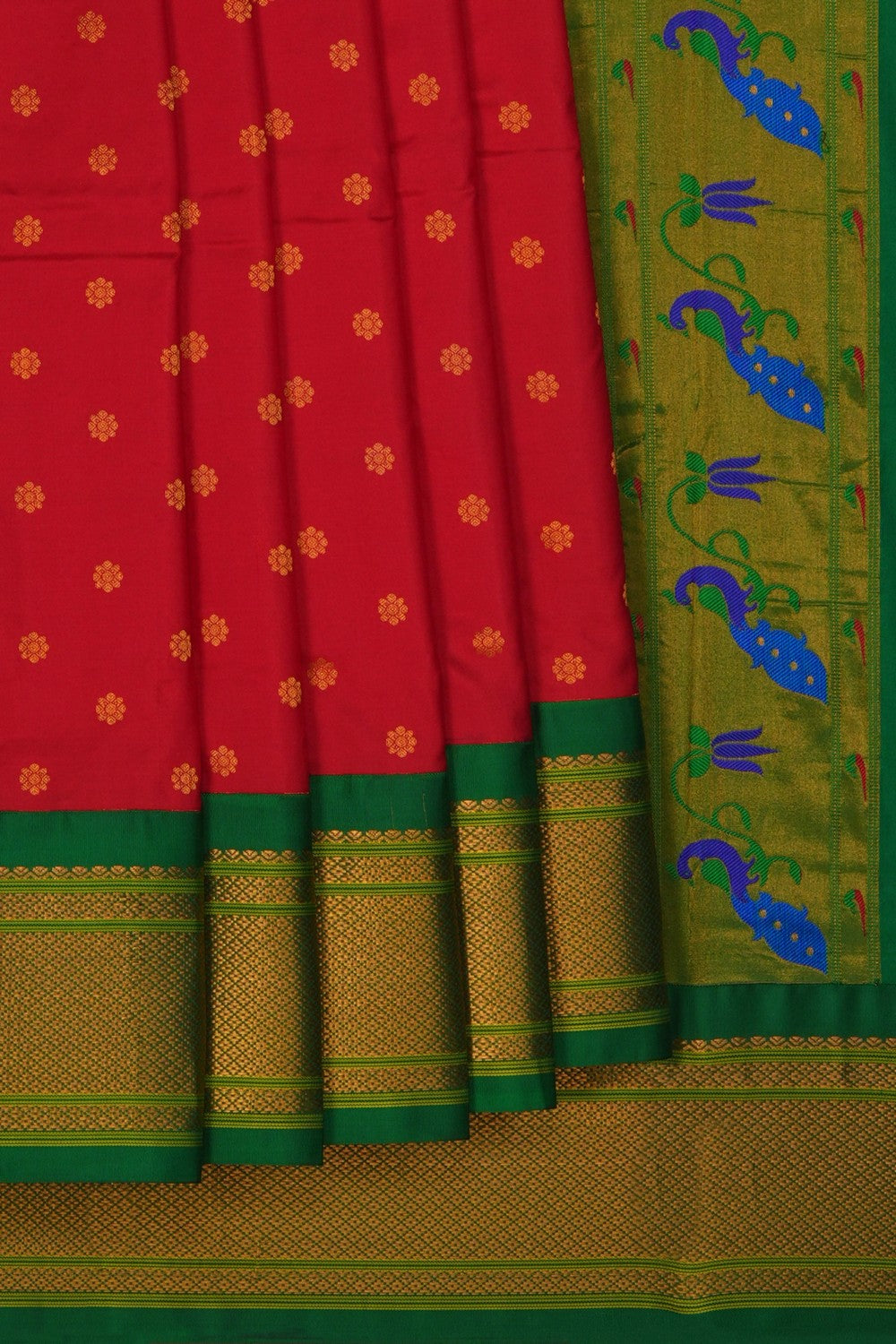 Image of This Paithani-Inspired Gadwal Red Saree