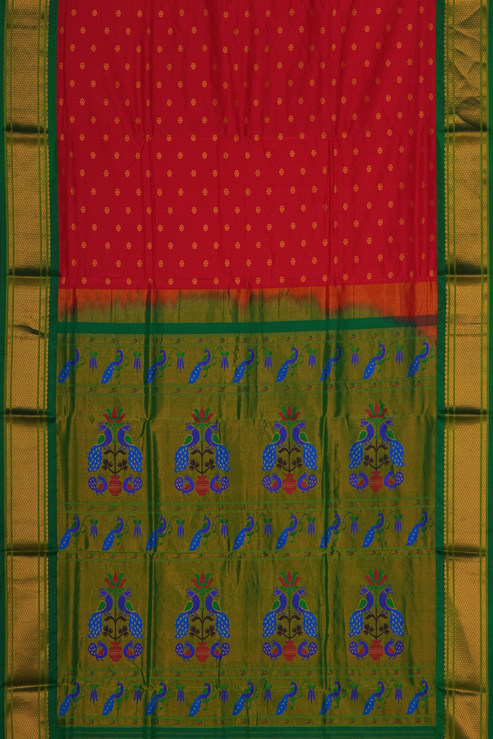 Image of This Paithani-Inspired Gadwal Red Saree