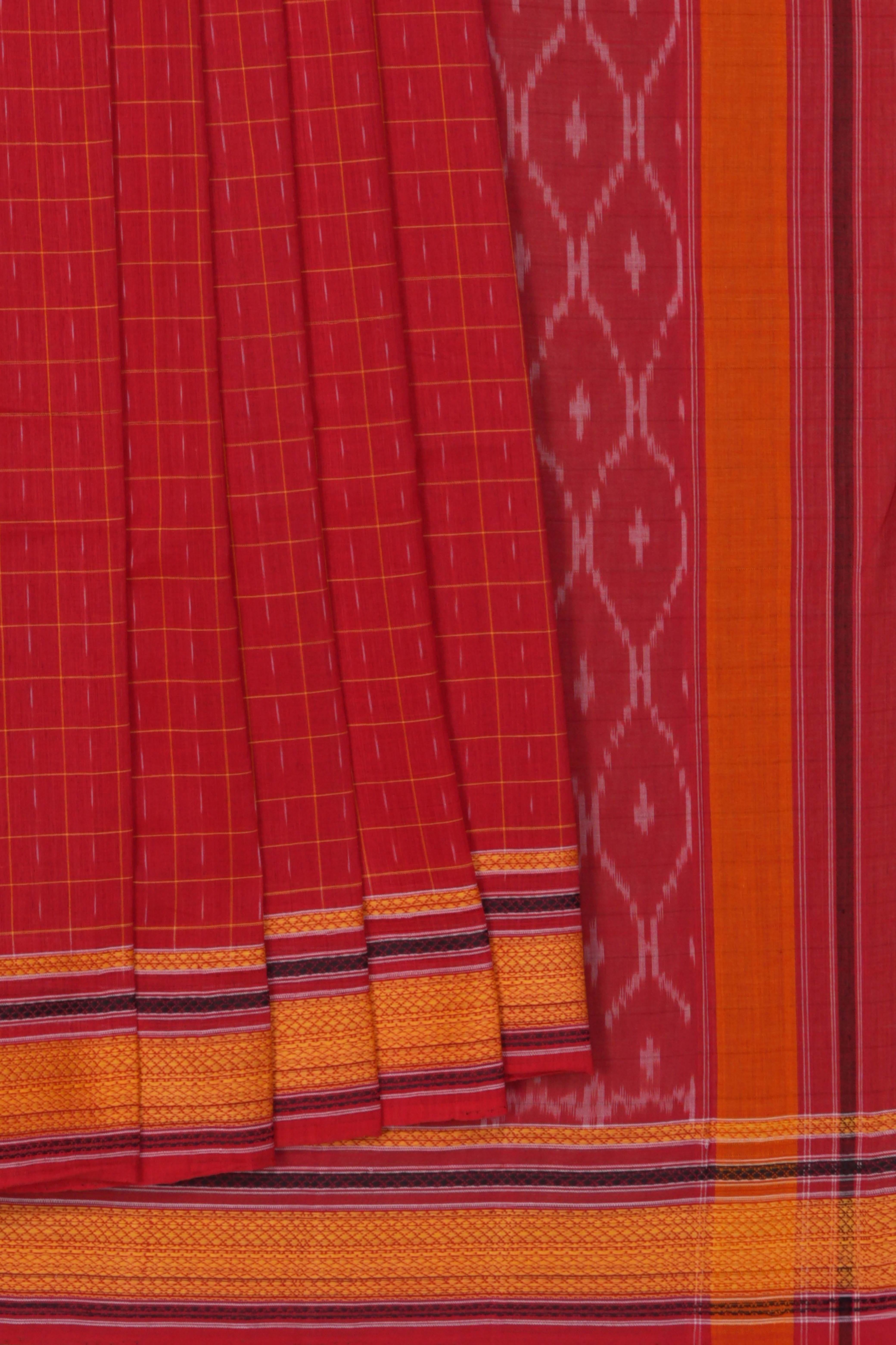 Image of Pochampally Ikat Kattam Pattern Saree