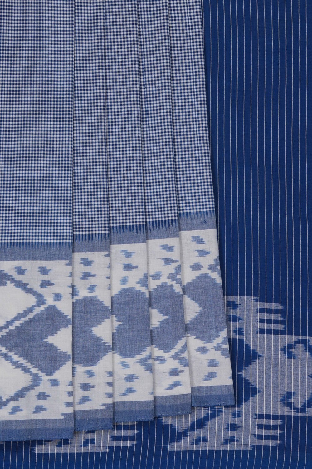 Image of Pochampally Ikat Check Pattern Saree