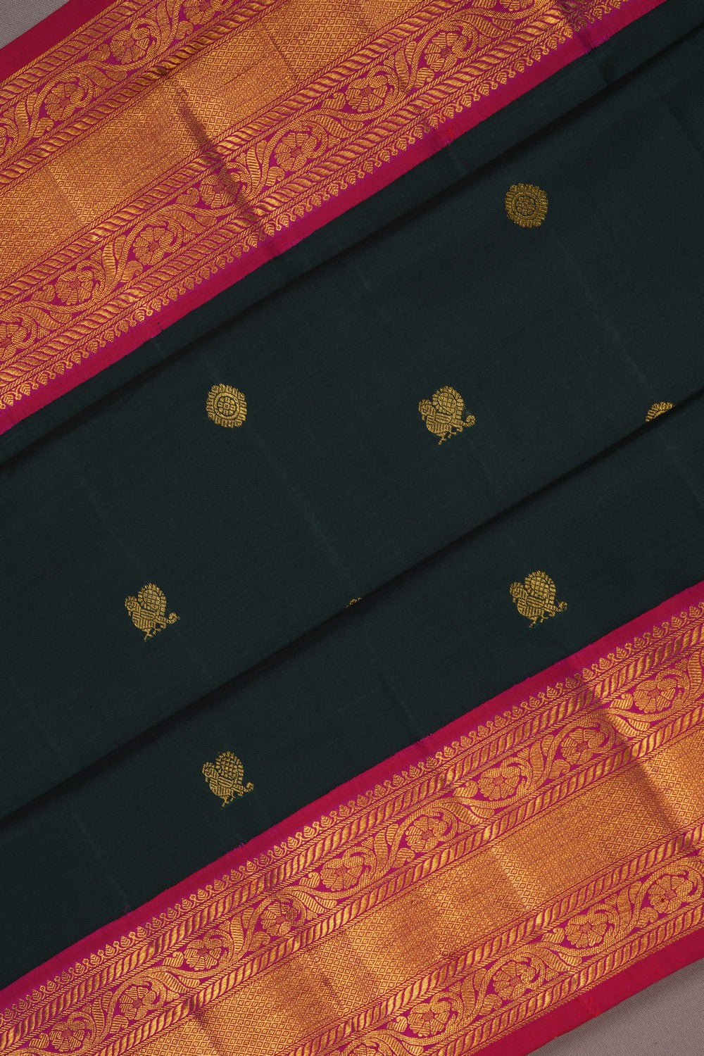 Image of Kanjivaram Silk Bottle Green Saree