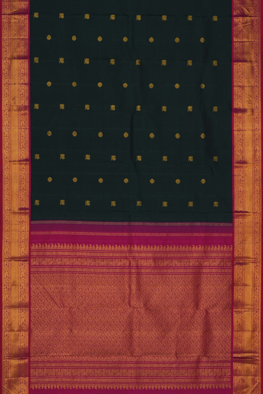Image of Kanjivaram Silk Bottle Green Saree