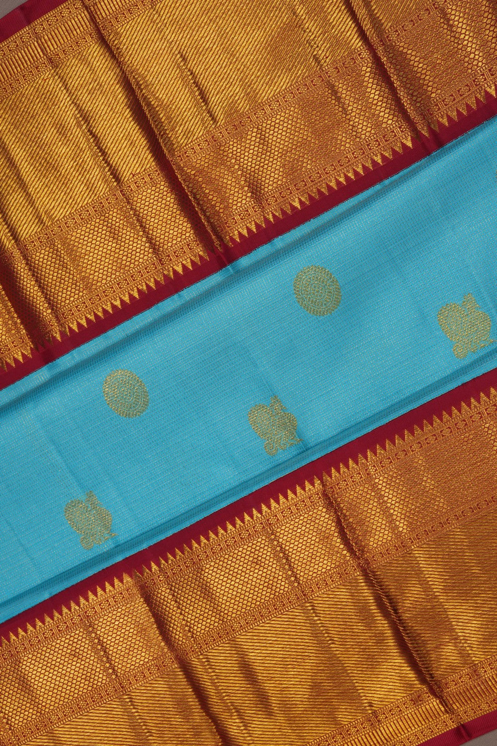 Image of Kanjivaram Silk Blue Saree