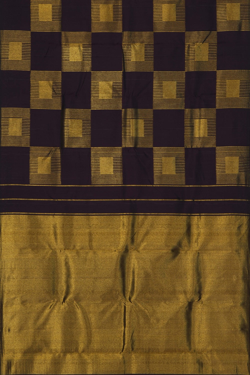 Image of Kanjivaram Silk Box Pattern Saree