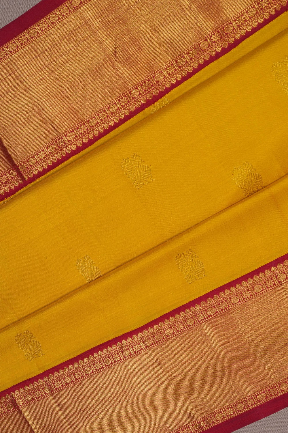 Image of Kanjivaram Silk Yellow Saree
