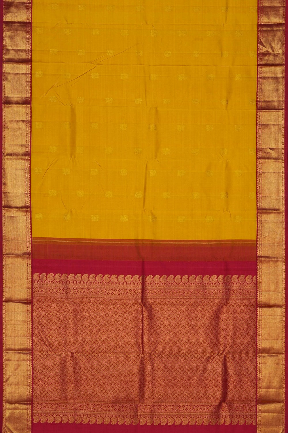 Image of Kanjivaram Silk Yellow Saree
