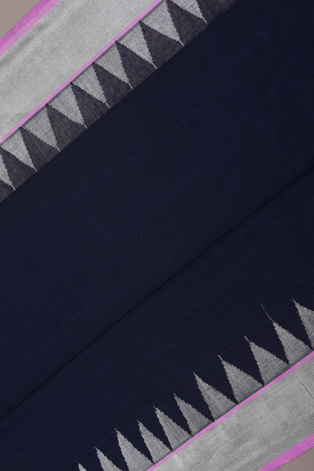 Image of Uppada Cotton Navy Blue Saree