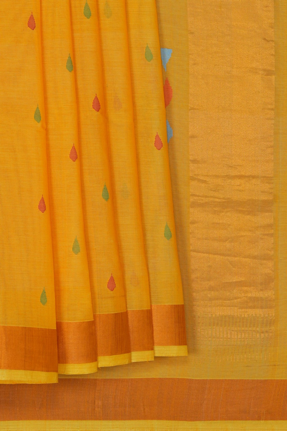 Image of Ponduru Cotton Yellow Saree