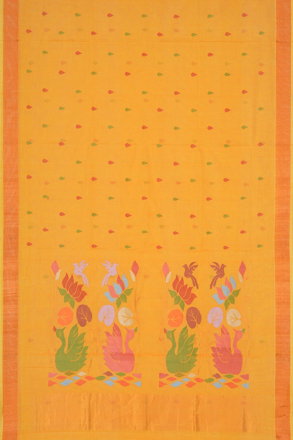 Image of Ponduru Cotton Yellow Saree